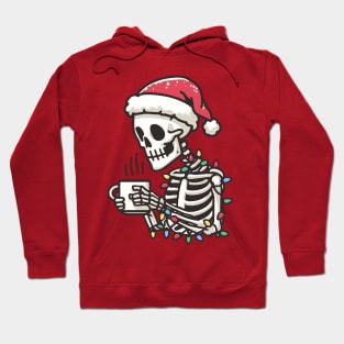 Christmas Skeleton Drinking Coffee Hoodie